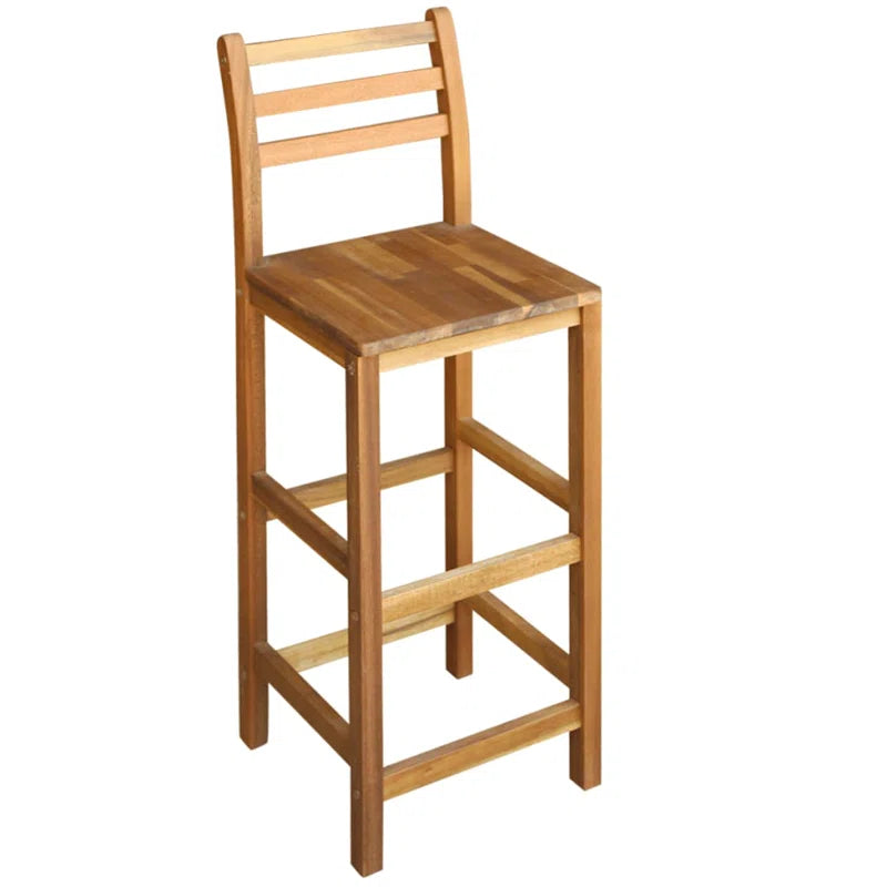 Adouer Wood "5-Piece Solid Sheesham Wooden Bar Table Set with High Chairs - Natural Brown Finish"