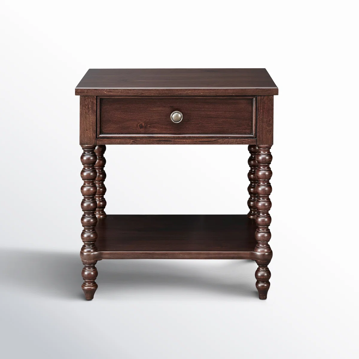 ADOUER WOOD Vintage-Inspired Spindle Leg Bedside Table with Drawer and Shelf