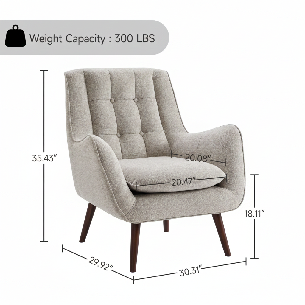 Classic Wingback Chair in Solid Wood and Cotton Fabric