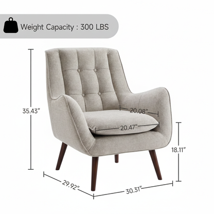 Classic Wingback Chair in Solid Wood and Cotton Fabric
