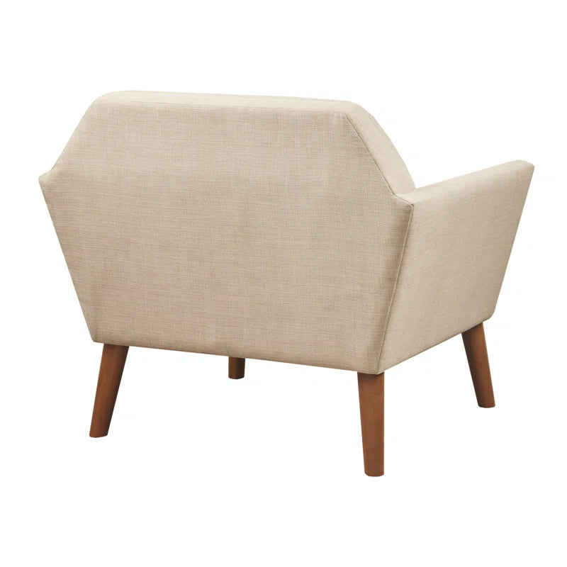 Elegant Cotton Wingback Accent Chair with Solid Wood Frame