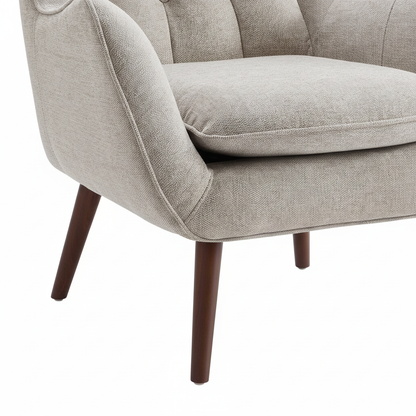 Classic Wingback Chair in Solid Wood and Cotton Fabric