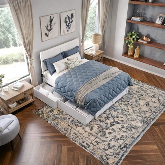 ADOUER WOOD Solid Sheesham Wood Standard Bed With Drawer Storage