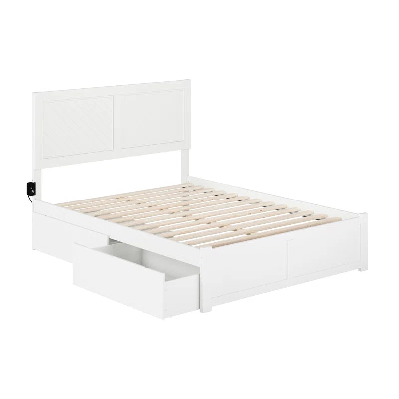 ADOUER WOOD Solid Sheesham Wood Standard Bed With Drawer Storage
