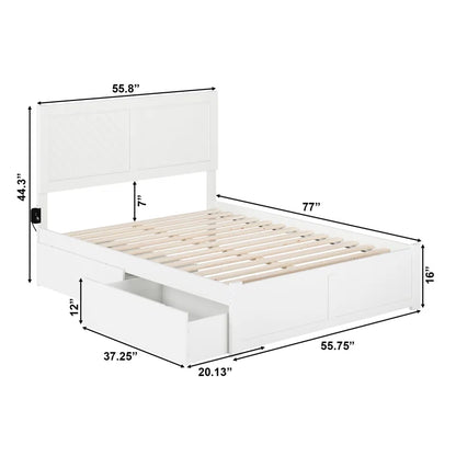 ADOUER WOOD Solid Sheesham Wood Standard Bed With Drawer Storage