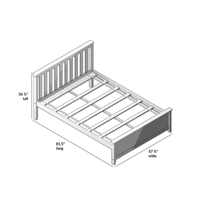 Adouer Wood "Modern White Solid Sheesham Wooden Bed Frame with Slatted Headboard and Footboard"