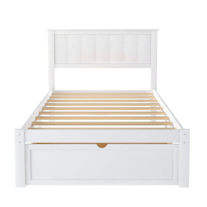 ADOUER WOOD Solid Sheesham Wood Classic White Bed With Storage For Kids