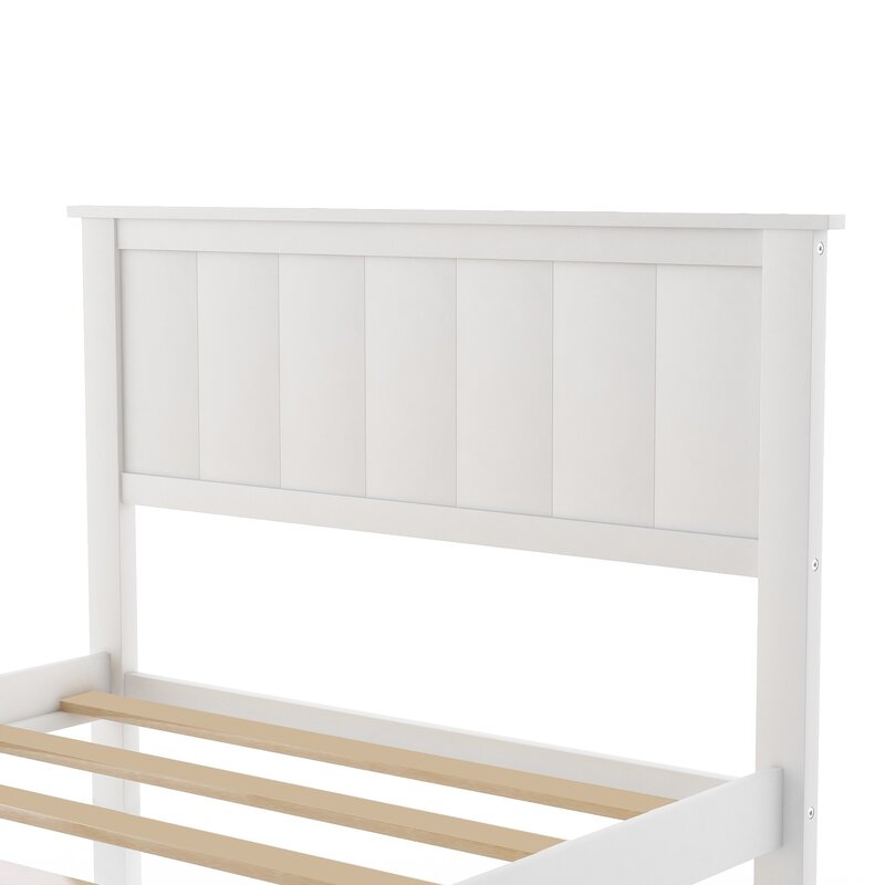 ADOUER WOOD Solid Sheesham Wood Classic White Bed With Storage For Kids