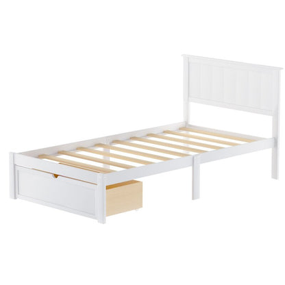 ADOUER WOOD Solid Sheesham Wood Classic White Bed With Storage For Kids