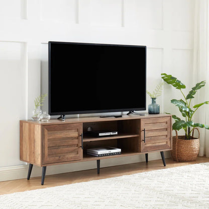 ADOUER WOOD Stylish Look Solid Acacia Wood 2 Door Tv Unit