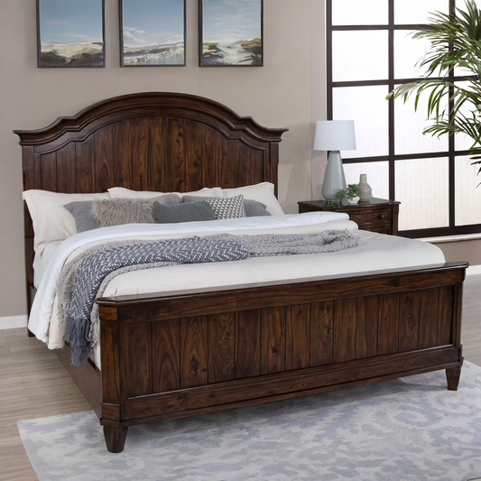 Adouer Wood "Elegant Poster Solid Sheesham Bed with Paneled Headboard and Footboard"