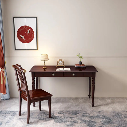 Adouer Wood Solid Sheesham Wood Writing Desk and Chair Set