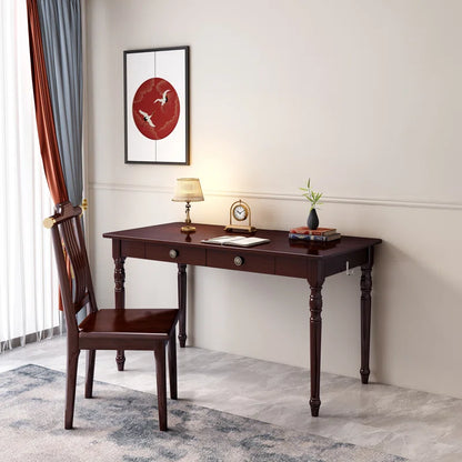 Adouer Wood Solid Sheesham Wood Writing Desk and Chair Set