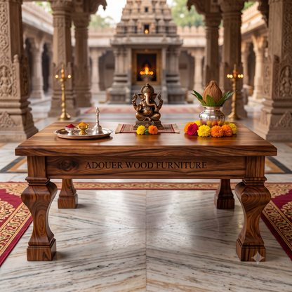 ADOUER WOOD Handcrafted Solid Coffee Table I chowki  – Rustic Farmhouse Living Room Table