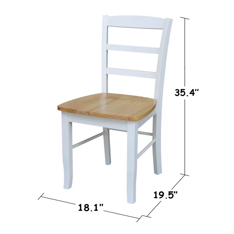 ADOUER WOOD "Classic 2-Person Solid Wood Dining Table Set with White Finish and Natural Wood Top"