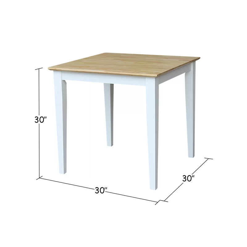 ADOUER WOOD "Classic 2-Person Solid Wood Dining Table Set with White Finish and Natural Wood Top"