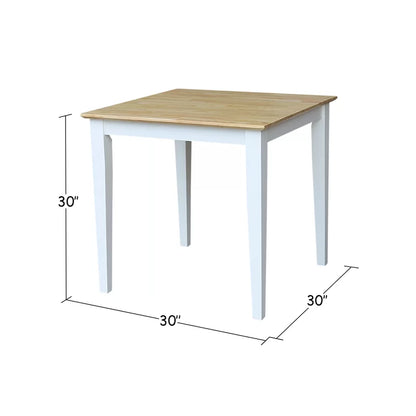 ADOUER WOOD "Classic 2-Person Solid Wood Dining Table Set with White Finish and Natural Wood Top"