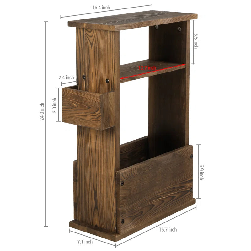 ADOUER WOOD Solid Acacia Wood Multi Use Magazine Rack, Light Walnut
