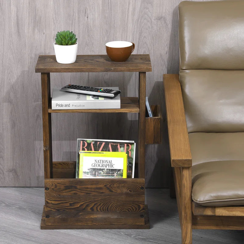 ADOUER WOOD Solid Acacia Wood Multi Use Magazine Rack, Light Walnut ...