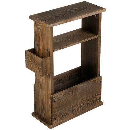 ADOUER WOOD Solid Acacia Wood Multi Use Magazine Rack, Light Walnut
