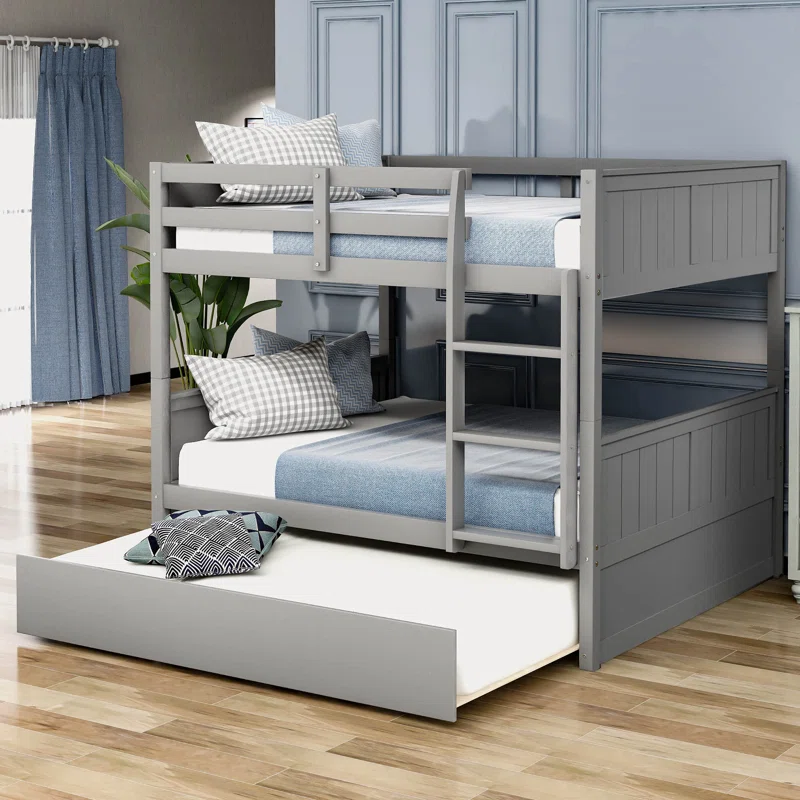 ADOUER WOOD Solid Sheesham Wood Classic Bunk Bed For 3 Persons