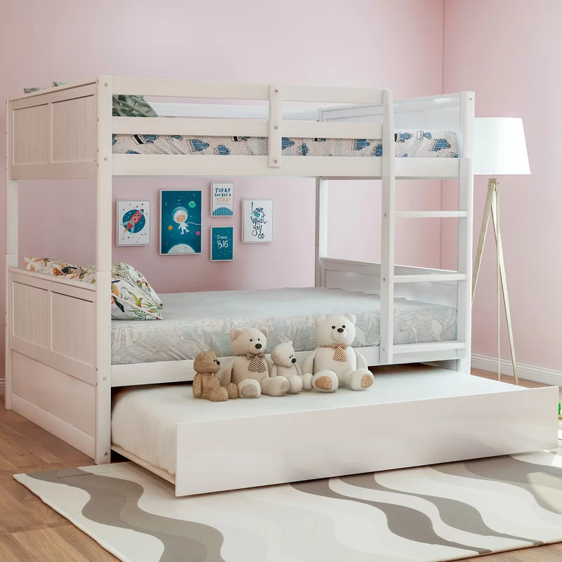 ADOUER WOOD Solid Sheesham Wood Classic Bunk Bed For 3 Persons