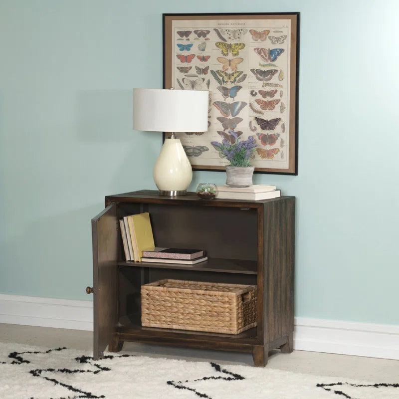 ADOUER WOOD Solid Sheesham Wood Multi Use Carved Door Accent Cabinet
