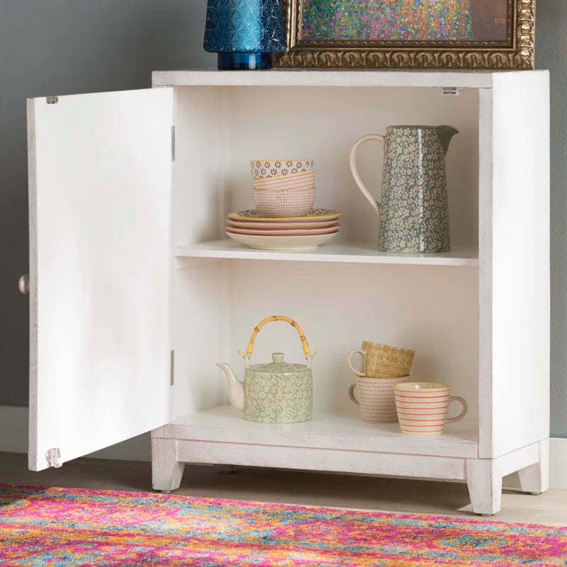 ADOUER WOOD Solid Sheesham Wood Multi Use Carved Door Accent Cabinet