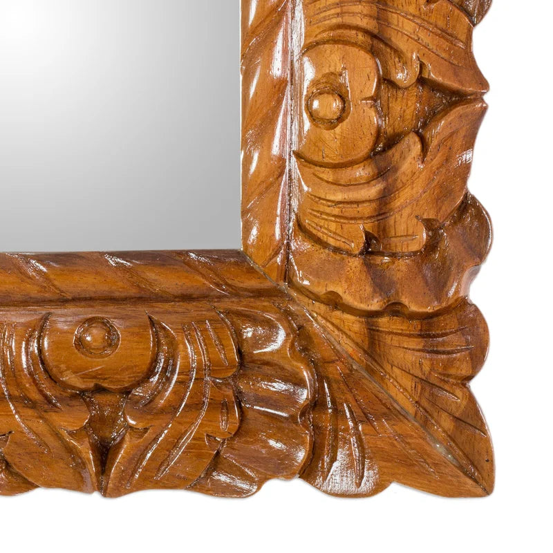 ADOUER WOOD Luxuries Acacia Wood Hand Carved Wall Mirror (Natural)