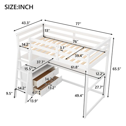 ADOUER WOOD Solid Sheesham Wood Bunk Bed with Integrated Study Table – Space-Saving Design for Kids & Teens