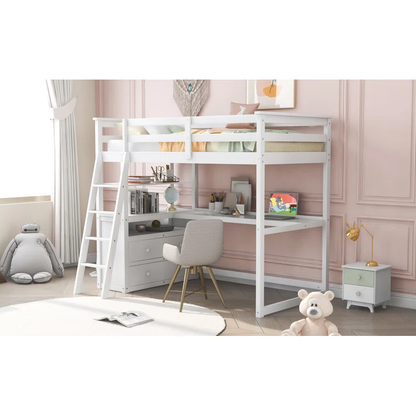 ADOUER WOOD Solid Sheesham Wood Bunk Bed with Integrated Study Table – Space-Saving Design for Kids & Teens
