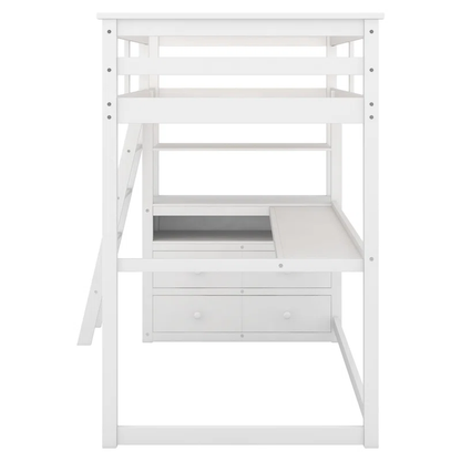 ADOUER WOOD Solid Sheesham Wood Bunk Bed with Integrated Study Table – Space-Saving Design for Kids & Teens