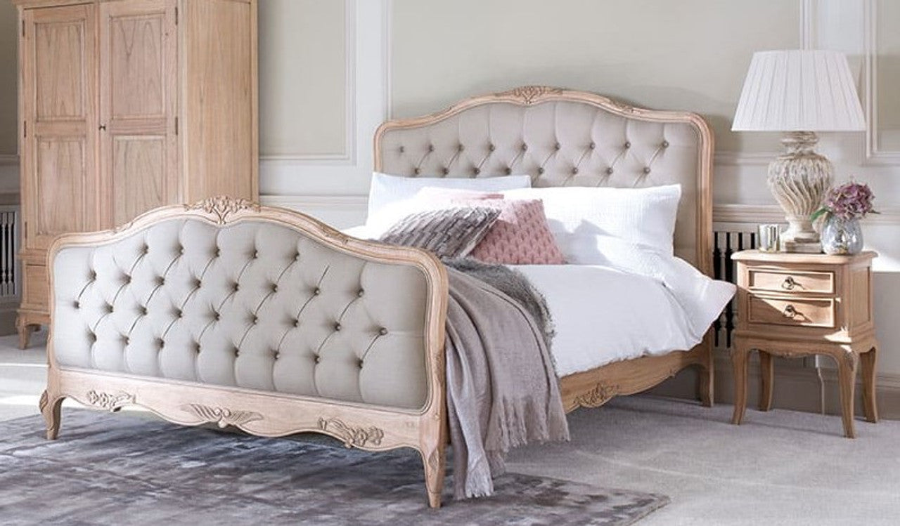Adouer Wood Luxury Upholstered Hand Carving French Bed