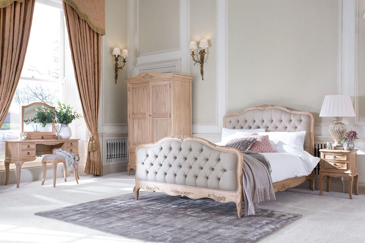 Adouer Wood Luxury Upholstered Hand Carving French Bed