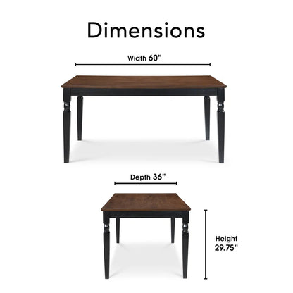 ADOUER WOOD "Rustic Solid Sheesham Wood Farmhouse Dining Table with Two-Toned Wood Finish and Turned Legs"