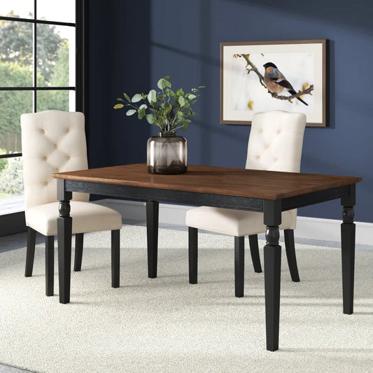 ADOUER WOOD "Rustic Solid Sheesham Wood Farmhouse Dining Table with Two-Toned Wood Finish and Turned Legs"