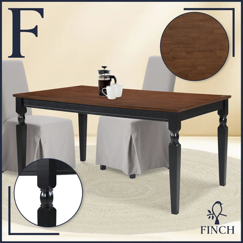 ADOUER WOOD "Rustic Solid Sheesham Wood Farmhouse Dining Table with Two-Toned Wood Finish and Turned Legs"