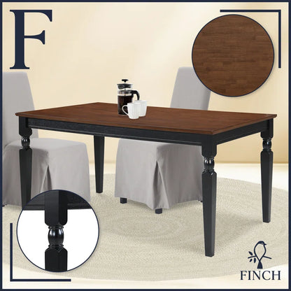 ADOUER WOOD "Rustic Solid Sheesham Wood Farmhouse Dining Table with Two-Toned Wood Finish and Turned Legs"