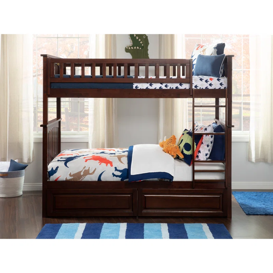 ADOUER WOOD Solid Sheesham Wood Bunk Bed with storage - Convertible into Two Separate Beds