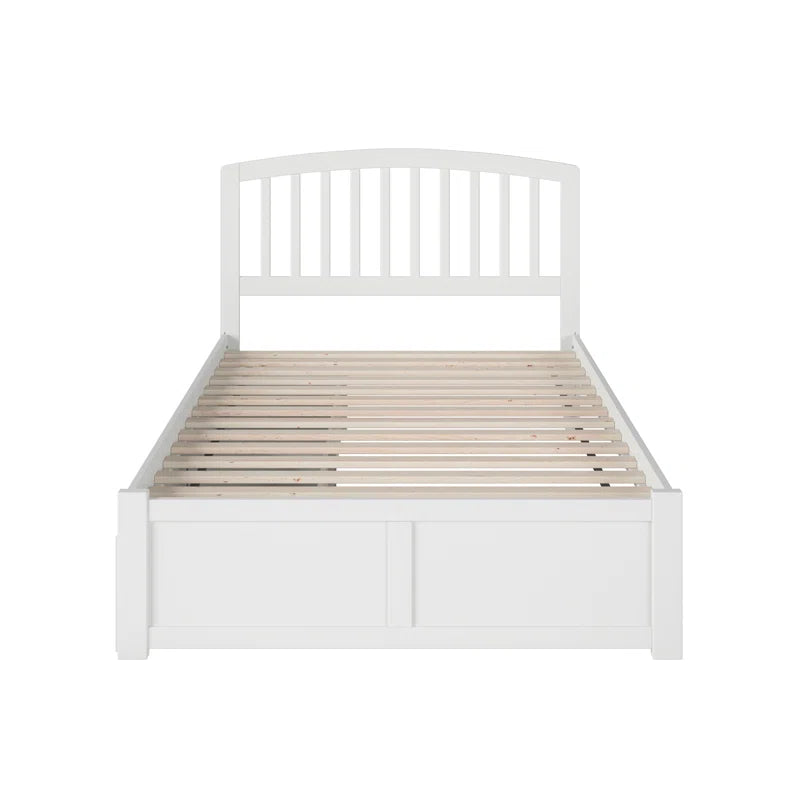 ADOUER WOOD Solid Sheesham Wood Classic Bed With both Side Storage Drawer–White Finish