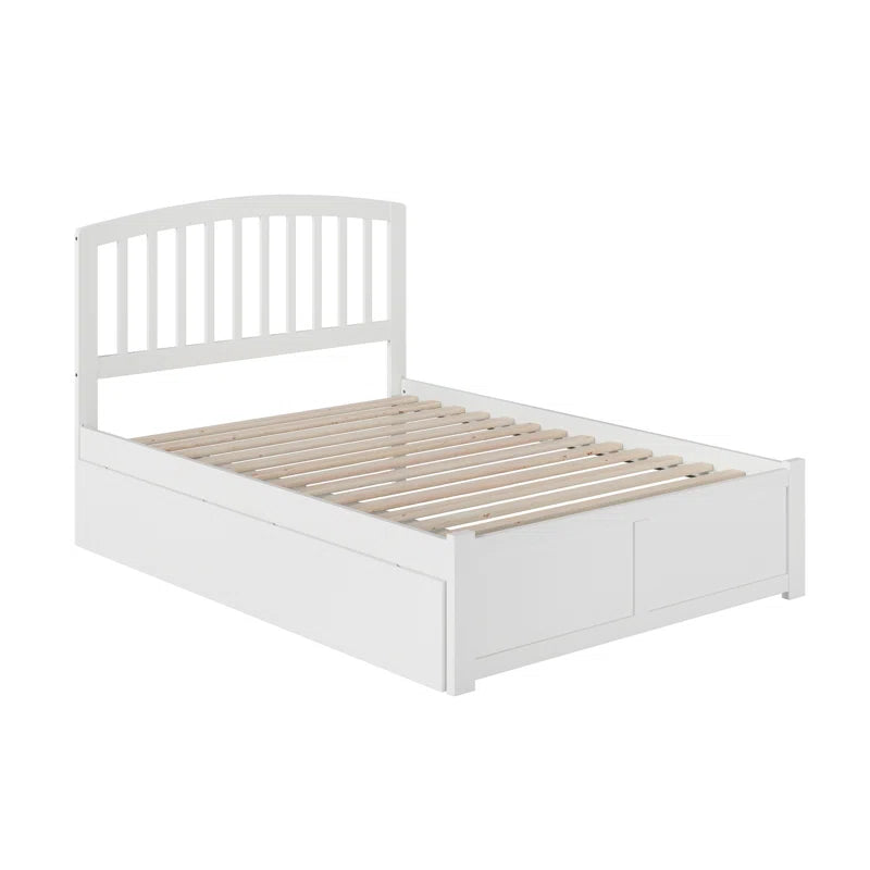ADOUER WOOD Solid Sheesham Wood Classic Bed With both Side Storage Drawer–White Finish
