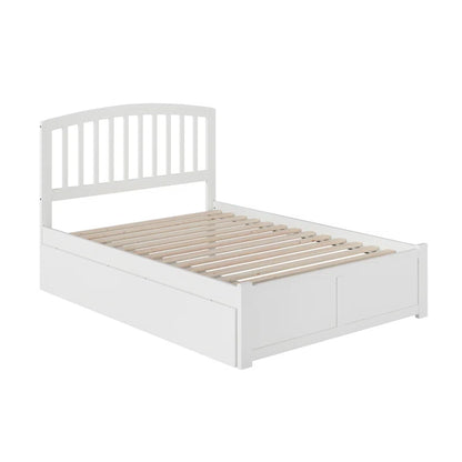 ADOUER WOOD Solid Sheesham Wood Classic Bed With both Side Storage Drawer–White Finish