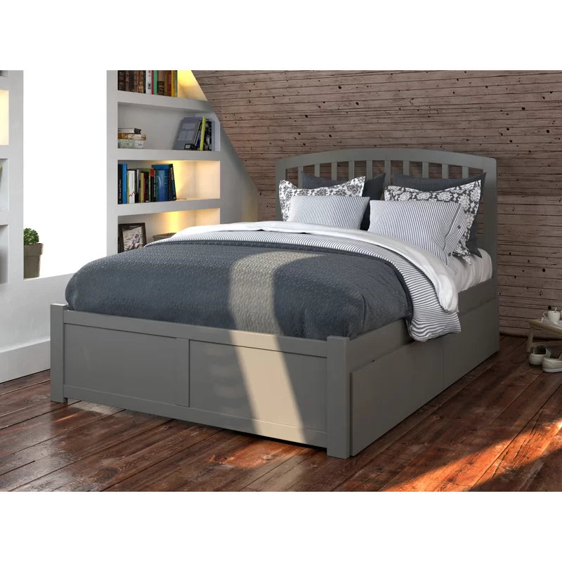 ADOUER WOOD Solid Sheesham Wood Classic Bed With both Side Storage Drawer–White Finish