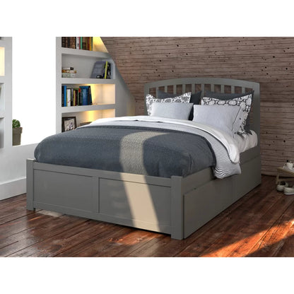 ADOUER WOOD Solid Sheesham Wood Classic Bed With both Side Storage Drawer–White Finish