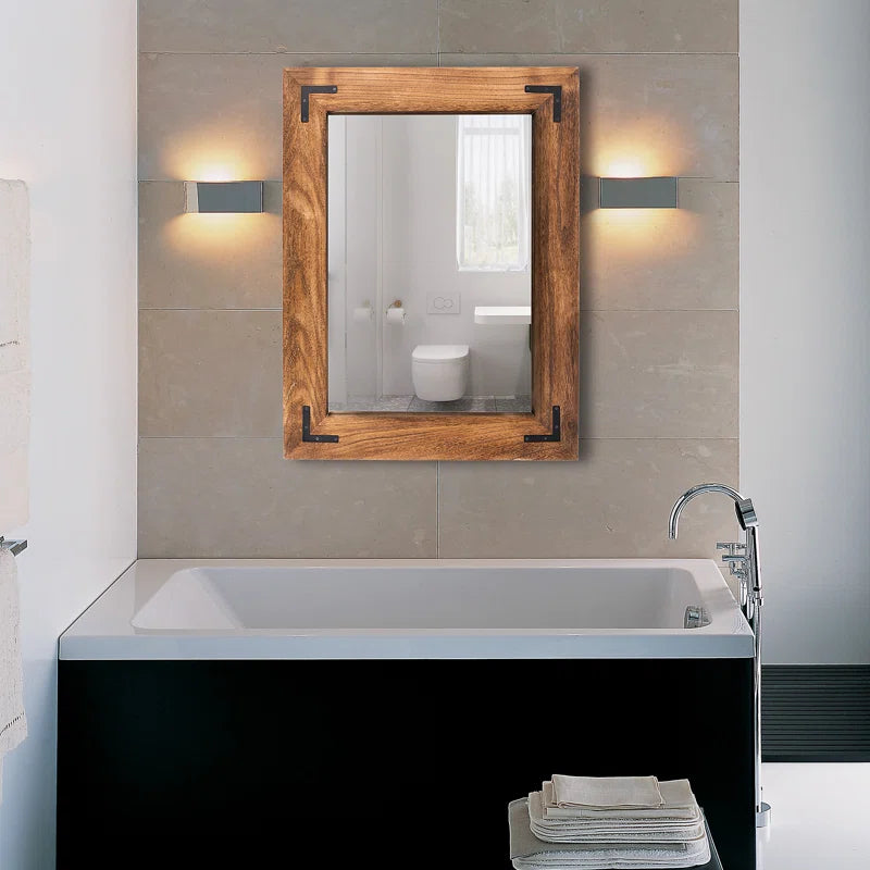 ADOUER WOOD Solid Acacia Wood Wall Mirror For Bedroom & Home (Natural)