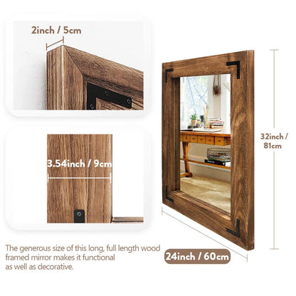 ADOUER WOOD Solid Acacia Wood Wall Mirror For Bedroom & Home (Natural)
