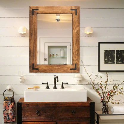 ADOUER WOOD Solid Acacia Wood Wall Mirror For Bedroom & Home (Natural)