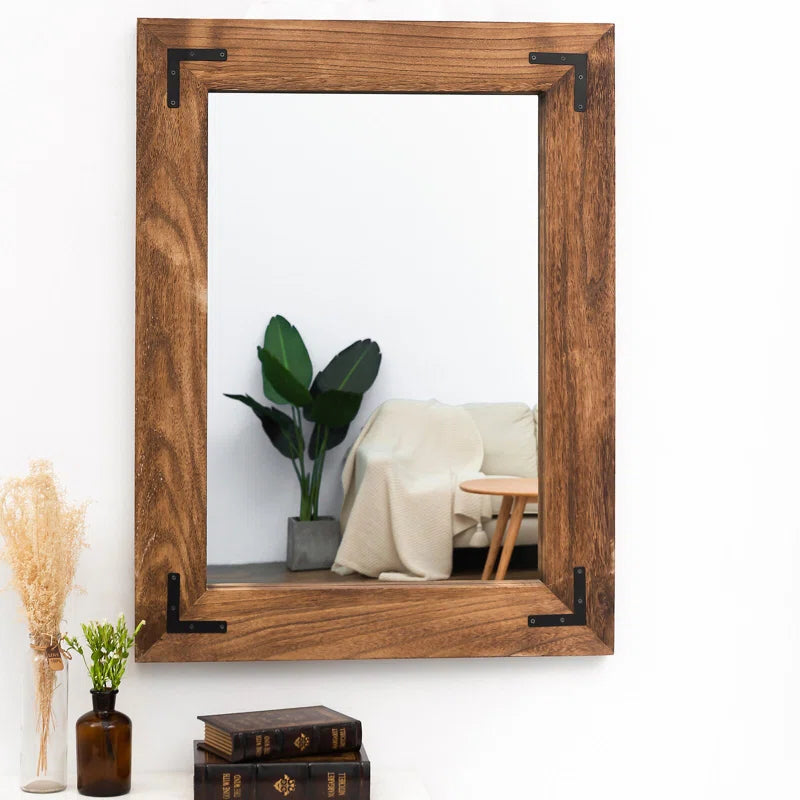 ADOUER WOOD Solid Acacia Wood Wall Mirror For Bedroom & Home (Natural)