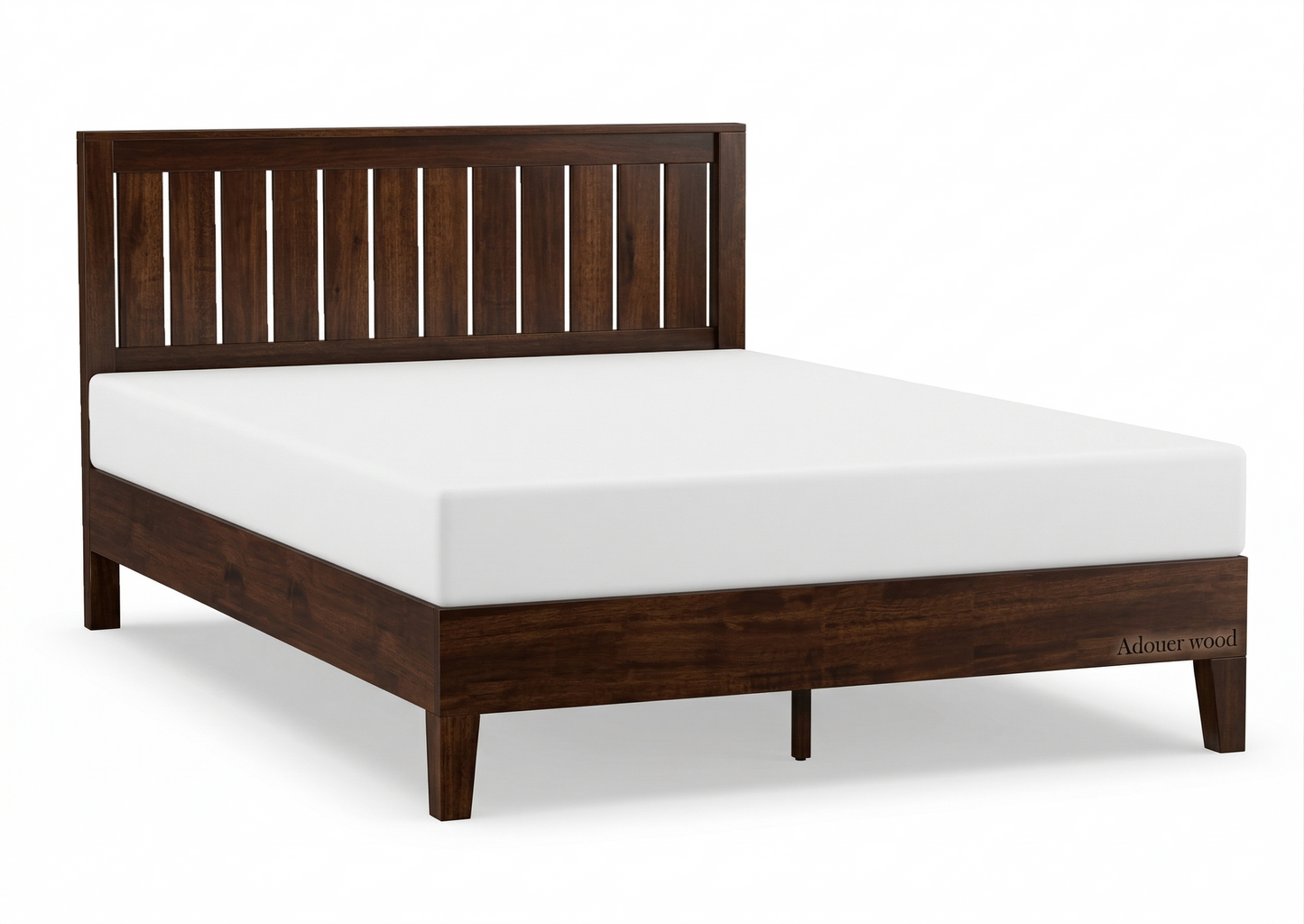 Classic Mission Style Solid Wood Bed – Natural / Walnut Finish –King/Queen