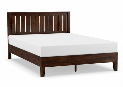 Classic Mission Style Solid Wood Bed – Natural / Walnut Finish –King/Queen